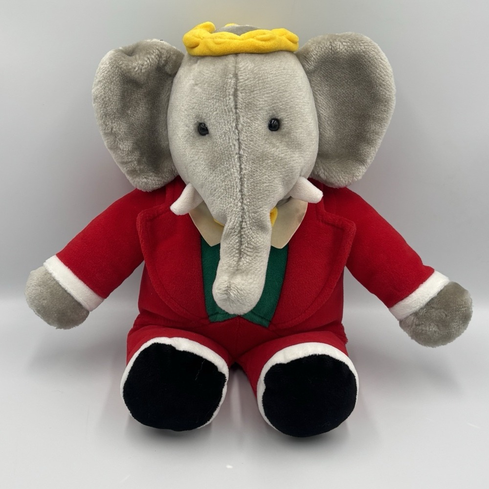 Gund Babar the Elephant Plush Vintage 1988 14" Stuffed Animal Red Suit